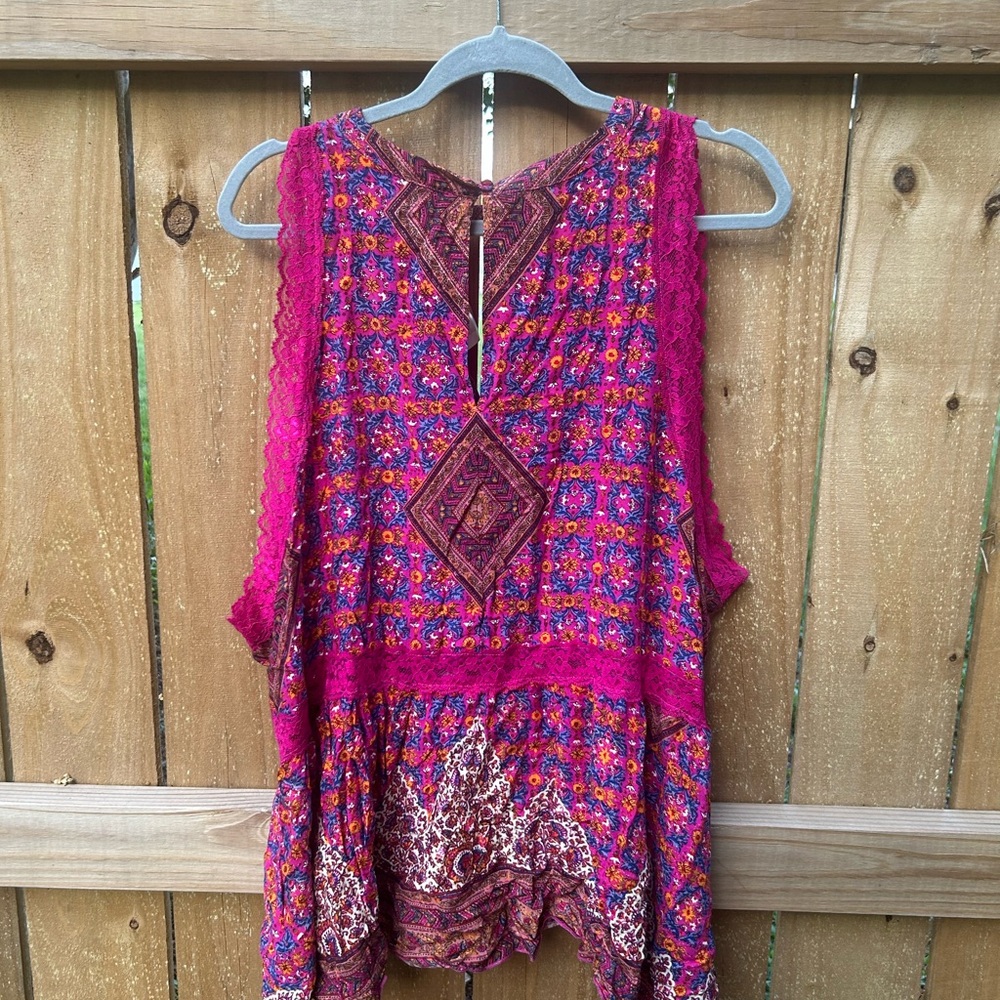 Wonderly NWT 2X Pink Lace Boho Hippy Top - Picture 10 of 10